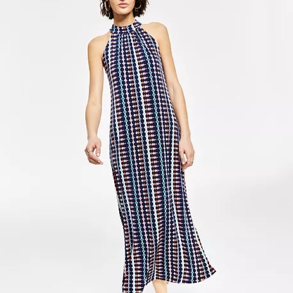 Bar iii High Neck Retro Maxi Dress - Picture 1 of 7